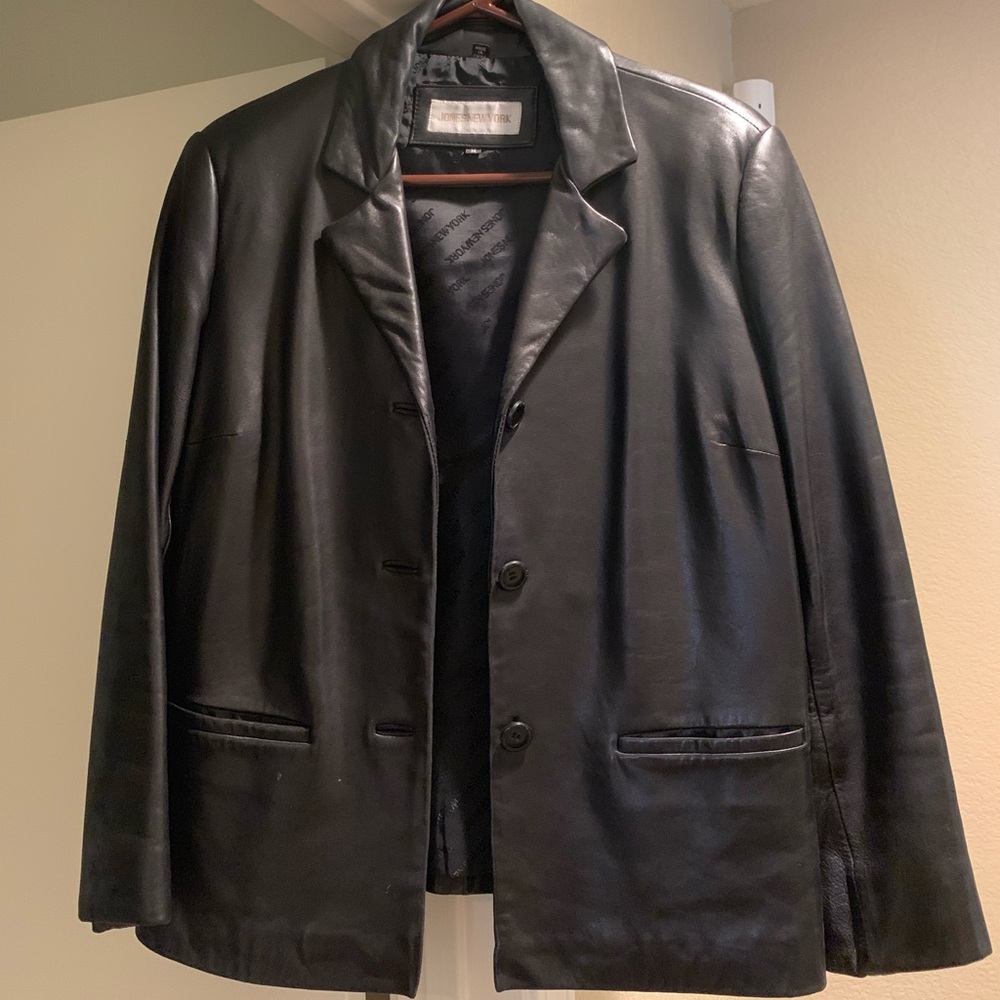 Jones of New York leather blazer jacket
